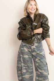 Co'Couture |  Faux leather vintage look bomber Rich | green | Picture 6