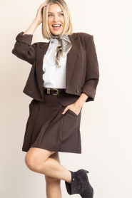 Co'Couture :  Pleated mini-skirt Luna | dark brown - img2