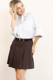 Co'Couture :  Pleated mini-skirt Luna | dark brown - img6