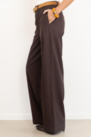 Co'Couture :  Wide leg trousers Luna | dark brown - img6