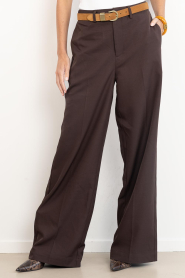 Co'Couture :  Wide leg trousers Luna | dark brown - img5