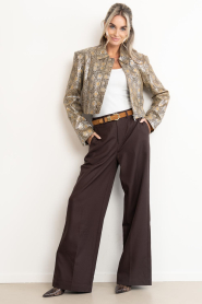 Co'Couture :  Wide leg trousers Luna | dark brown - img4