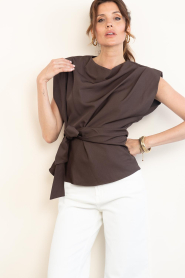 Co'Couture |  Top with knot detail Luna | brown | Picture 2