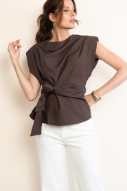Co'Couture |  Top with knot detail Luna | brown | Picture 4