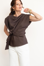 Co'Couture |  Top with knot detail Luna | brown | Picture 6