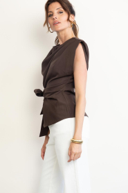 Co'Couture |  Top with knot detail Luna | brown | Picture 7