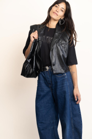 Co'Couture | Faux leren gilet Gitt | zwart | Afbeelding 2