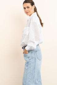 Est'Seven |  Striped mesh blouse Noor | white | Picture 6