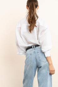 Est'Seven |  Striped mesh blouse Noor | white | Picture 7