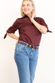 Est'Seven :  Cotton blouse with bow Eilina | burgundy - img4