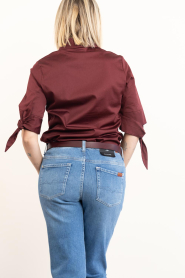 Est'Seven :  Cotton blouse with bow Eilina | burgundy - img7