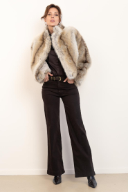Est'Seven :  Cotton blouse with bow Eilina | brown - img3