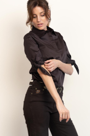 Est'Seven :  Cotton blouse with bow Eilina | brown - img4