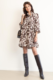 Est'Seven |  Viscose mini dress with print Jade | brown | Picture 3