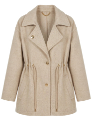 Est'Seven |  Coat with tie belt Ojacky | beige | Picture 1