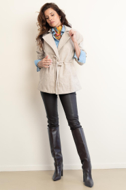Est'Seven |  Coat with tie belt Ojacky | beige | Picture 3