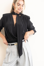 Herskind |  Silk blousewith scarf Juan | black | Picture 5