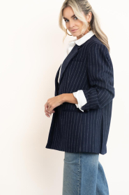 Co'Couture |  Pinstripe wool blend blazer Naida | blue | Picture 8