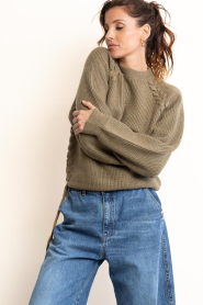 Co'Couture |  Braided sweater Rowl | green | Picture 5