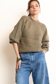 Co'Couture |  Braided sweater Rowl | green | Picture 4