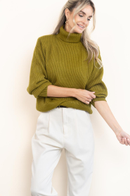 Co'Couture |  Knitted turtleneck Row | green | Picture 4