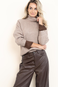 Co'Couture |  Knitted turtleneck Row | brown | Picture 4