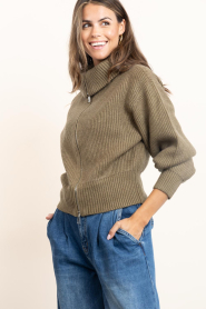 Co'Couture |  Knitted cardigan Row | green | Picture 4
