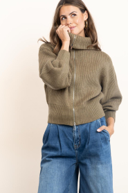 Co'Couture |  Knitted cardigan Row | green | Picture 5