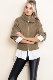 Co'Couture |  Knitted cardigan Row | green | Picture 8