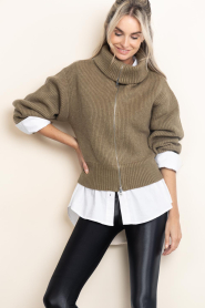 Co'Couture |  Knitted cardigan Row | green | Picture 10