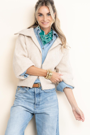Co'Couture |  Knitted cardigan Row | natural | Picture 4