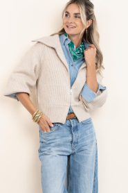 Co'Couture |  Knitted cardigan Row | natural | Picture 2