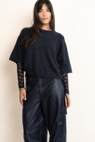 Co'Couture |  Soft pull up sweater Noomi | navy | Picture 7
