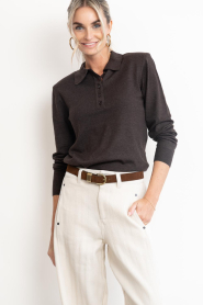 Co'Couture :  Soft polo longsleeve | brown - img5
