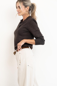 Co'Couture :  Soft polo longsleeve | brown - img6