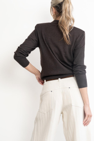 Co'Couture :  Soft polo longsleeve | brown - img7
