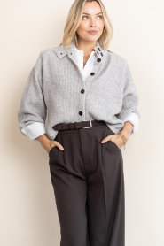 Co'Couture |  Knitted cardigan with buttons Row | grey | Picture 2