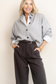 Co'Couture |  Knitted cardigan with buttons Row | grey | Picture 4