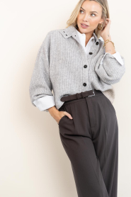 Co'Couture |  Knitted cardigan with buttons Row | grey | Picture 6