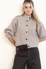 Co'Couture |  Knitted cardigan with buttons Row | brown | Picture 6