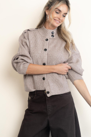 Co'Couture |  Knitted cardigan with buttons Row | brown | Picture 4