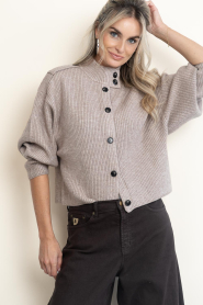 Co'Couture |  Knitted cardigan with buttons Row | brown | Picture 5