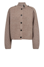 Co'Couture |  Knitted cardigan with buttons Row | brown