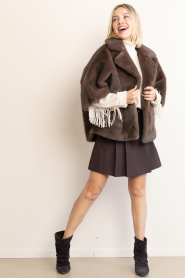 STUDIO AR |  Faux fur cape jacket | choco | Picture 4