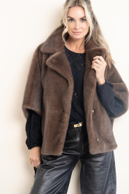 STUDIO AR |  Faux fur cape jacket | choco | Picture 6
