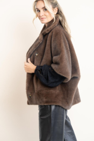 STUDIO AR |  Faux fur cape jacket | choco | Picture 7