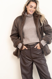 STUDIO AR |  Faux fur jacket with drawstring Frankie | choco | Picture 4