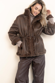 STUDIO AR |  Faux fur jacket with drawstring Frankie | choco | Picture 2