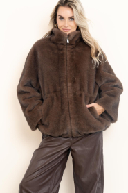 STUDIO AR |  Faux fur jacket with drawstring Frankie | choco | Picture 9