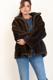 STUDIO AR |  Faux fur jacket with drawstring Frankie | olive | Picture 4